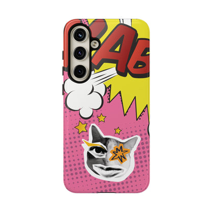 Bold Pink Pop Art Cat Phone Case - Pink Phone Case - Samsung Galaxy S24 Plus / Glossy