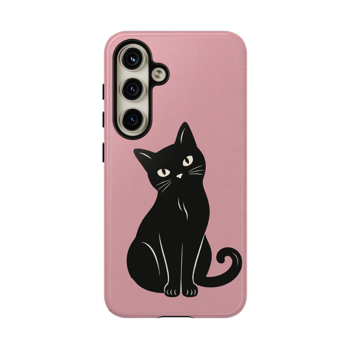 Minimalist Blush Pink & Black Cat Phone Case