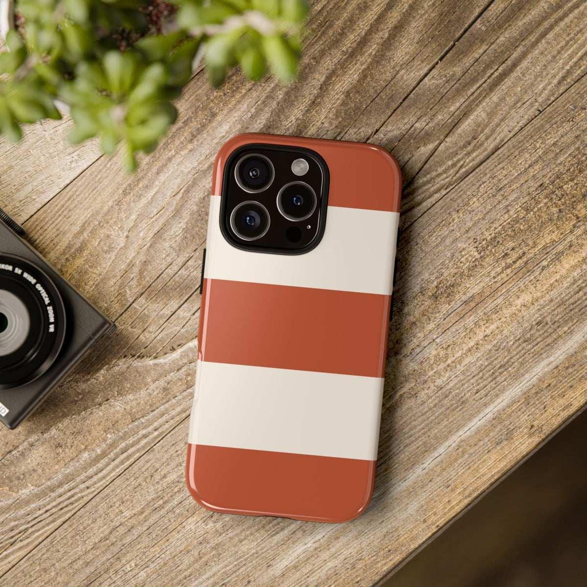 Terracotta Horizontal Stripe Pattern Phone Case - Orange Phone Case