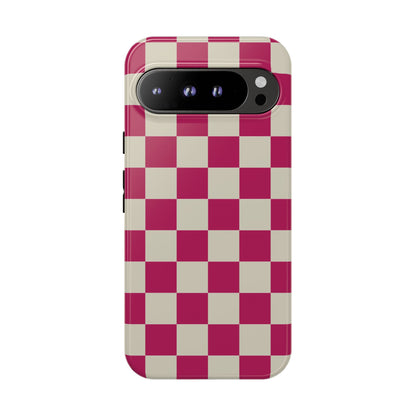 Pink & White Checked Pattern Phone Case - Pink Phone Case - Google Pixel 9 Pro XL / Glossy