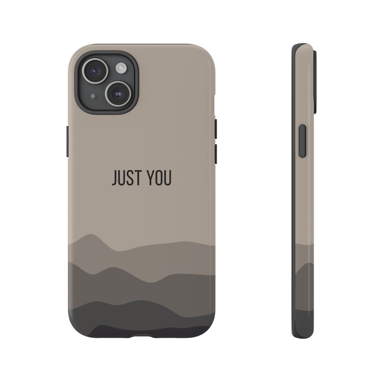 iPhone 15 Plus / Glossy Phone Case - Minimalist Beige Waves ’Just You’ Statement Phone Case