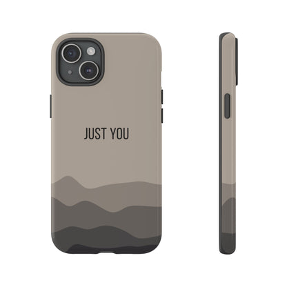 iPhone 15 Plus / Glossy Phone Case - Minimalist Beige Waves ’Just You’ Statement Phone Case
