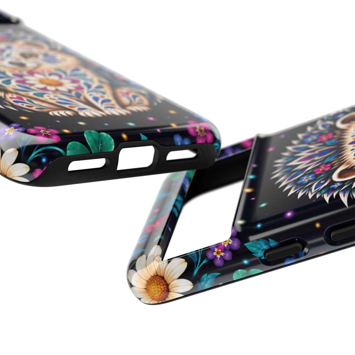 Vibrant Purple and Teal Calavera Hedgehog Phone Case - Multicolor Phone Case