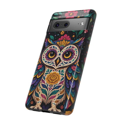 Vibrant Purple and Teal Calavera Owl Phone Case - Multicolor Phone Case
