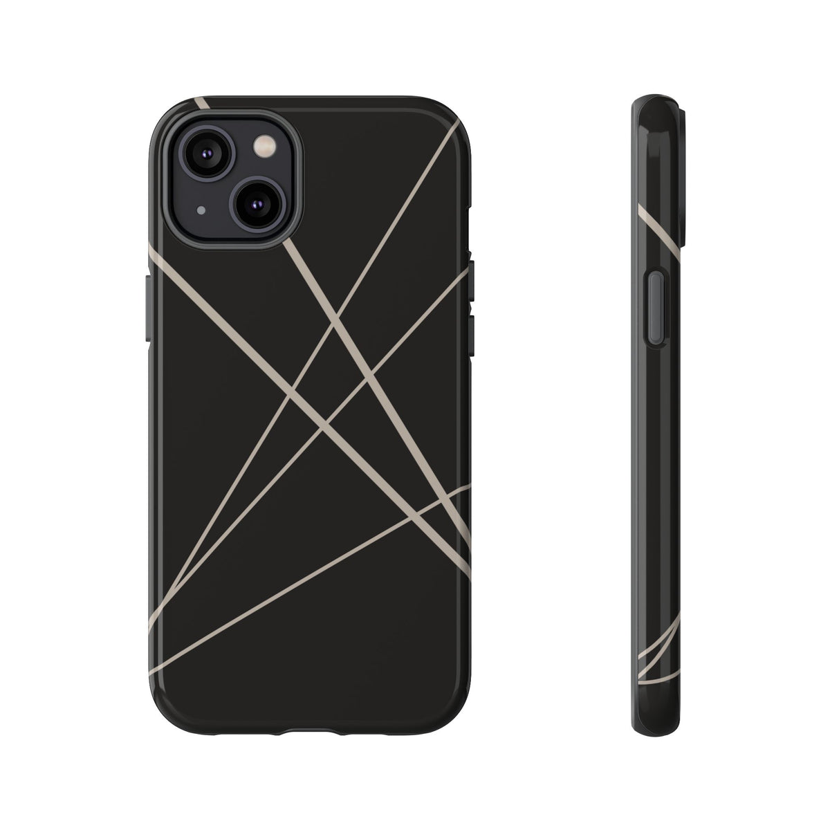Abstract Black with Grey Lines Phone Case - Black Phone Case - iPhone 14 Plus / Glossy