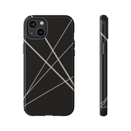 Abstract Black with Grey Lines Phone Case - Black Phone Case - iPhone 14 Plus / Glossy