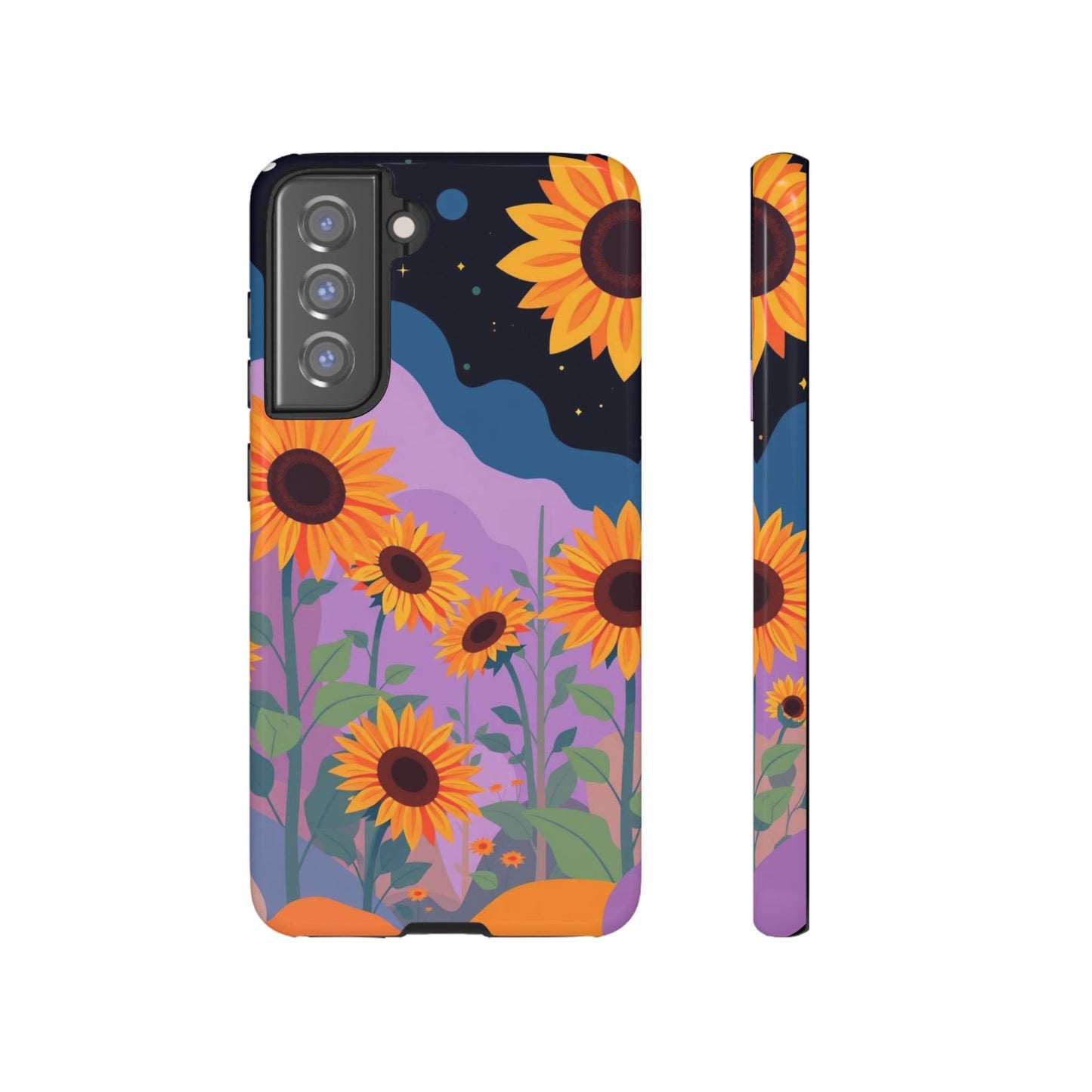 Samsung Galaxy S21 FE / Glossy Phone Case - Surreal Sunflower Design Phone Case