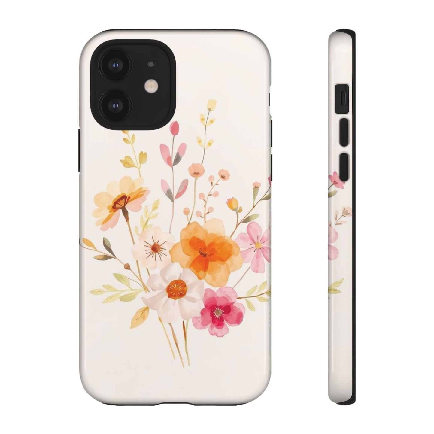 iPhone 12 / Glossy Phone Case - Boho Chic Watercolour Flower Pattern Phone Case