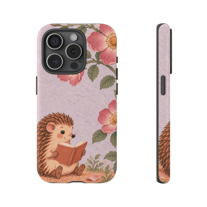 Whimsical Lilac Hedgehog and Wild Rose Phone Case - Purple Phone Case - iPhone 15 Pro / Glossy