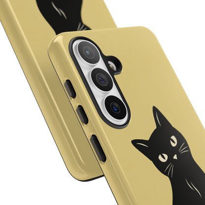 Minimalist Butter Yellow & Black Cat Phone Case