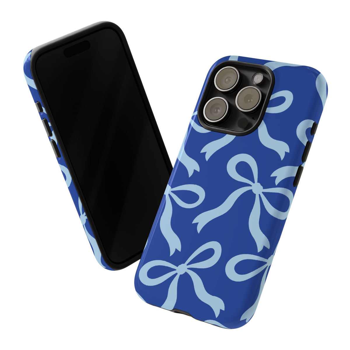 Bold Cobalt Blue and Powder Blue Bow Pattern Phone Case - Blue Phone Case
