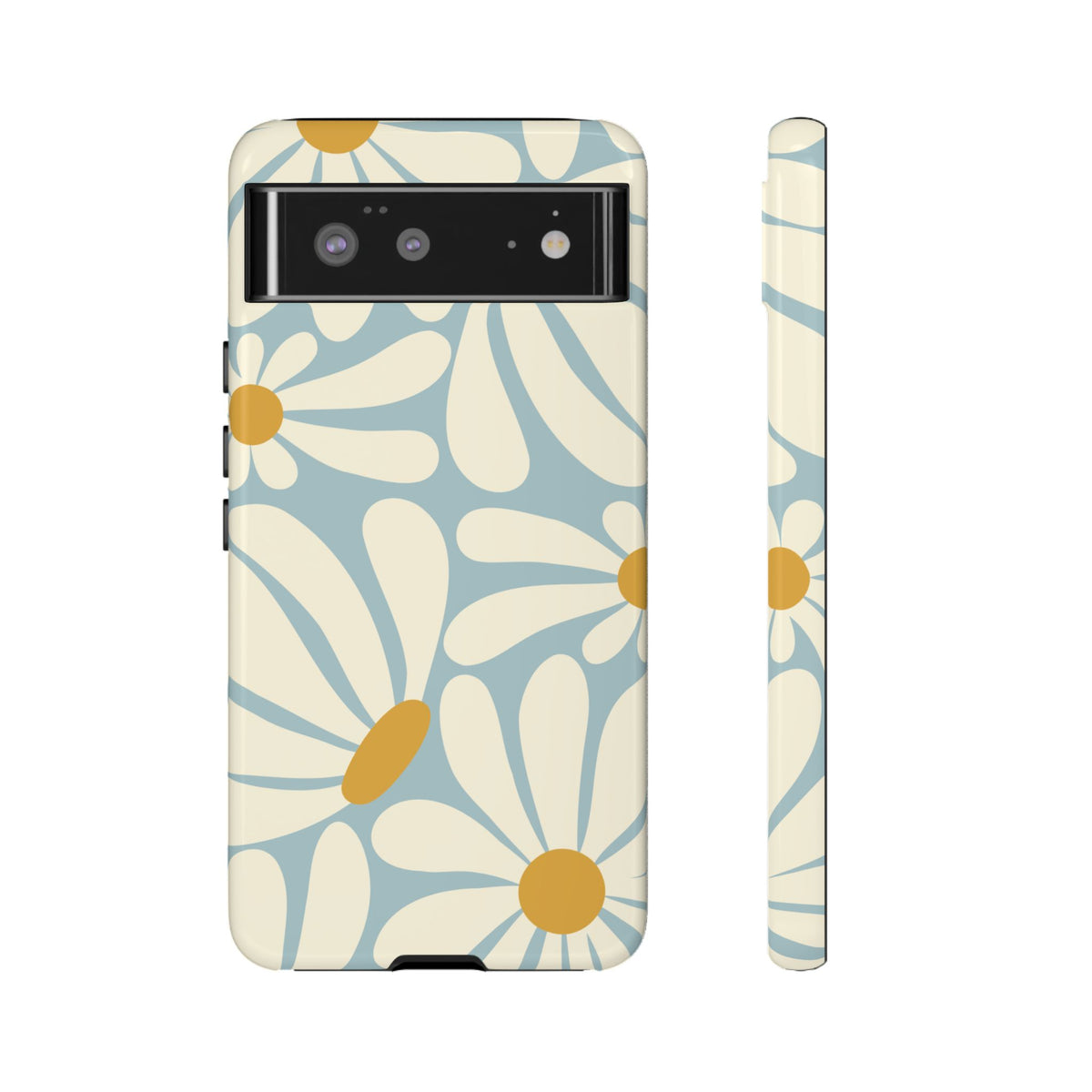 Retro Light Blue Daisy Pattern Phone Case - Blue Phone Case - Google Pixel 6 / Glossy