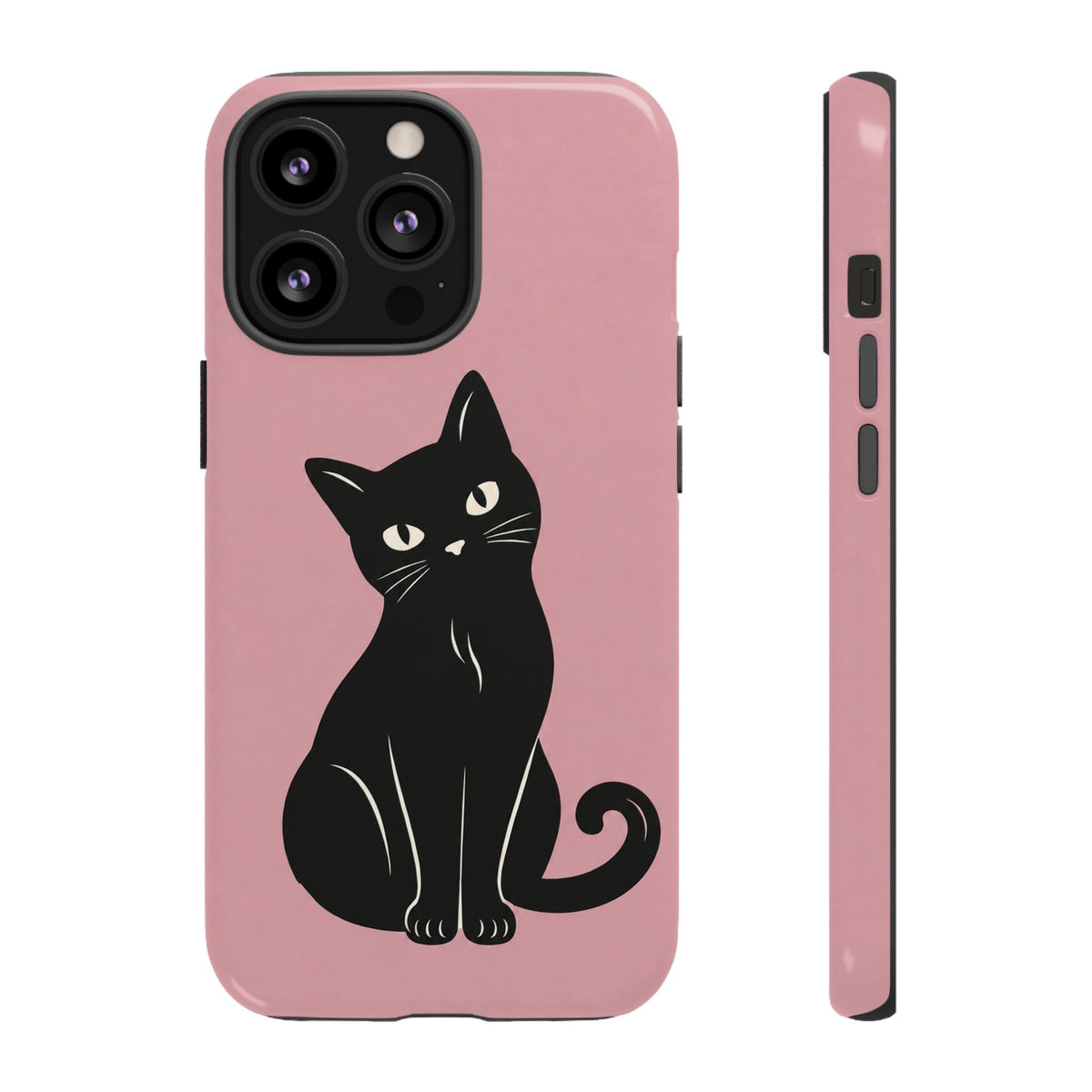 Minimalist Blush Pink & Black Cat Phone Case