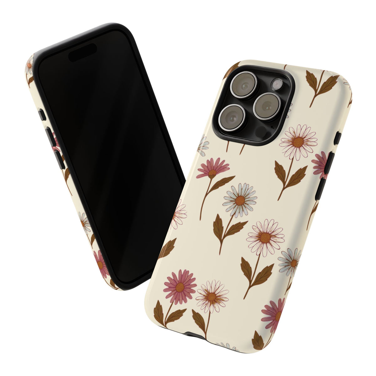 Pretty Cream & Rose Daisy Pattern Phone Case
