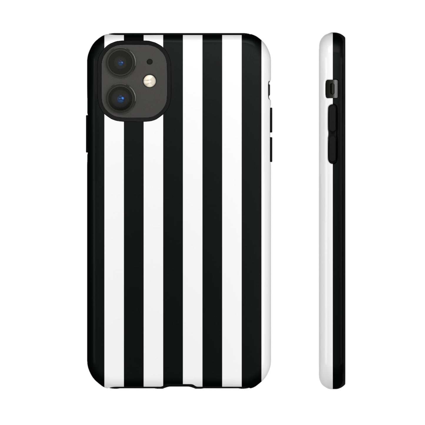 iPhone 11 / Glossy Phone Case - Simple Black & White Stripe Pattern Phone Case