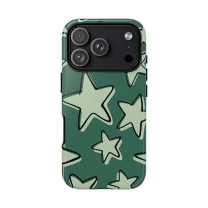 Forest Green Doodle Star Phone Case