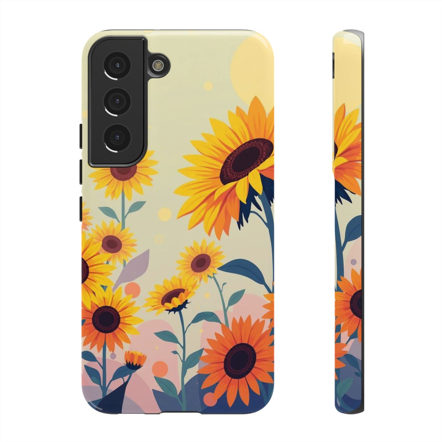Samsung Galaxy S22 / Glossy Phone Case - Modern Flat Sunflower Design Phone Case