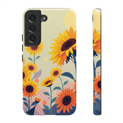 Samsung Galaxy S22 / Glossy Phone Case - Modern Flat Sunflower Design Phone Case