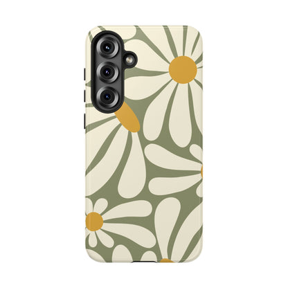 Retro Green Daisy Pattern #1 Phone Case - Green Phone Case - Samsung Galaxy S25 Plus / Glossy