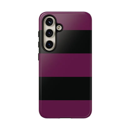 Samsung Galaxy S24 / Glossy Phone Case - Purple & Black Horizontal Stripe Pattern Phone Case