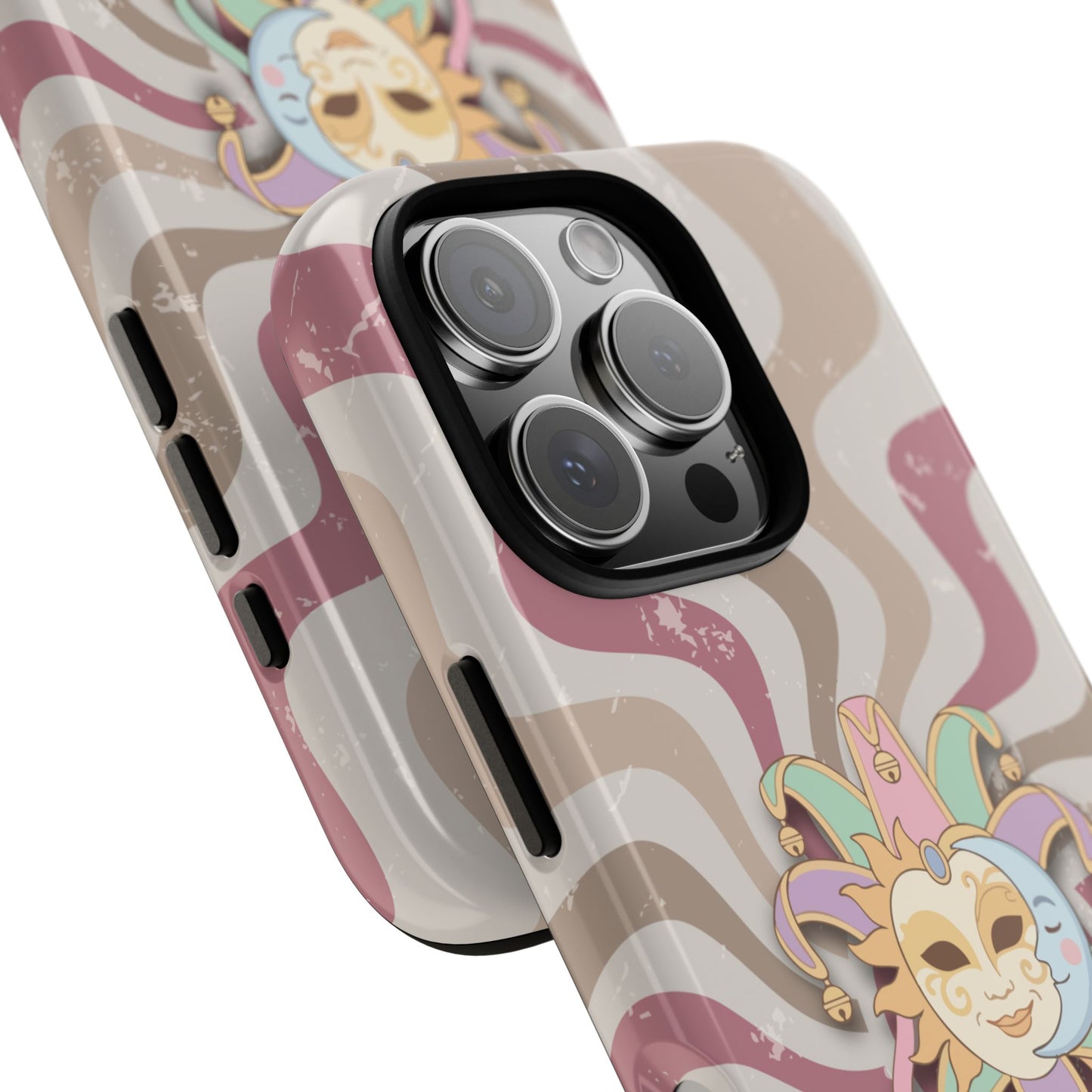 Sun & Moon Jester Mask – Pink Retro Wave Phone Case - Pink Phone Case
