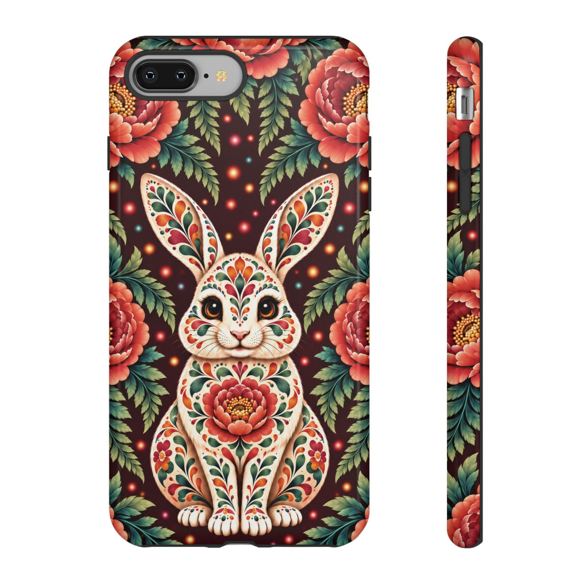 Cute Terracotta and Teal Calavera Bunny Phone Case - Phone Case - iPhone 8 Plus / Glossy