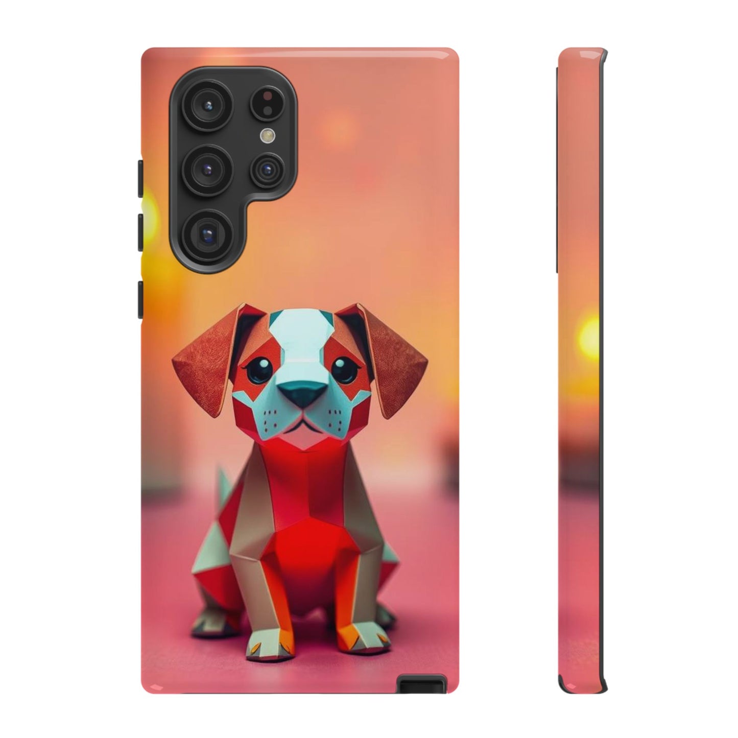 Samsung Galaxy S22 Ultra / Glossy Phone Case - Origami Dog Design Phone Case