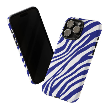 Modern Electric Blue Zebra Print Phone Case
