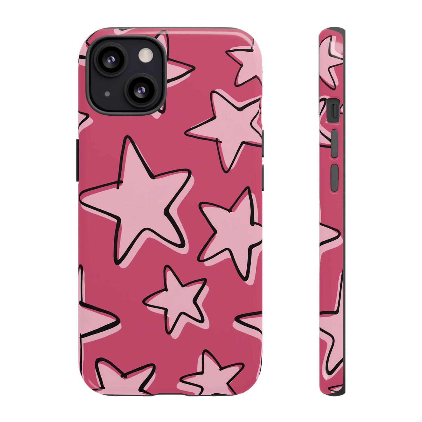 Raspberry Pink Doodle Star Phone Case