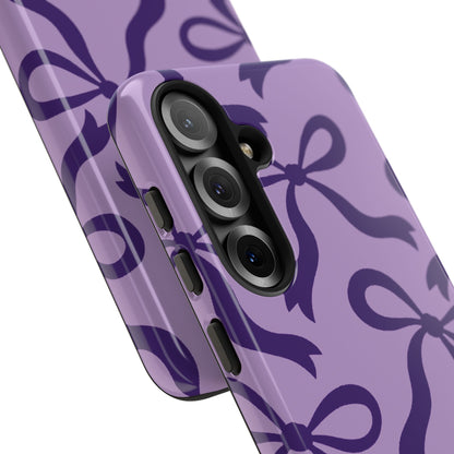 Bold Lilac and Deep Purple Bow Pattern Phone Case - Purple Phone Case