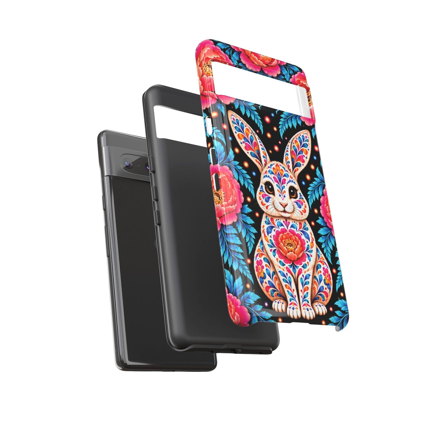 Cute Pink and Turquoise Calavera Bunny Phone Case - Multicolor Phone Case