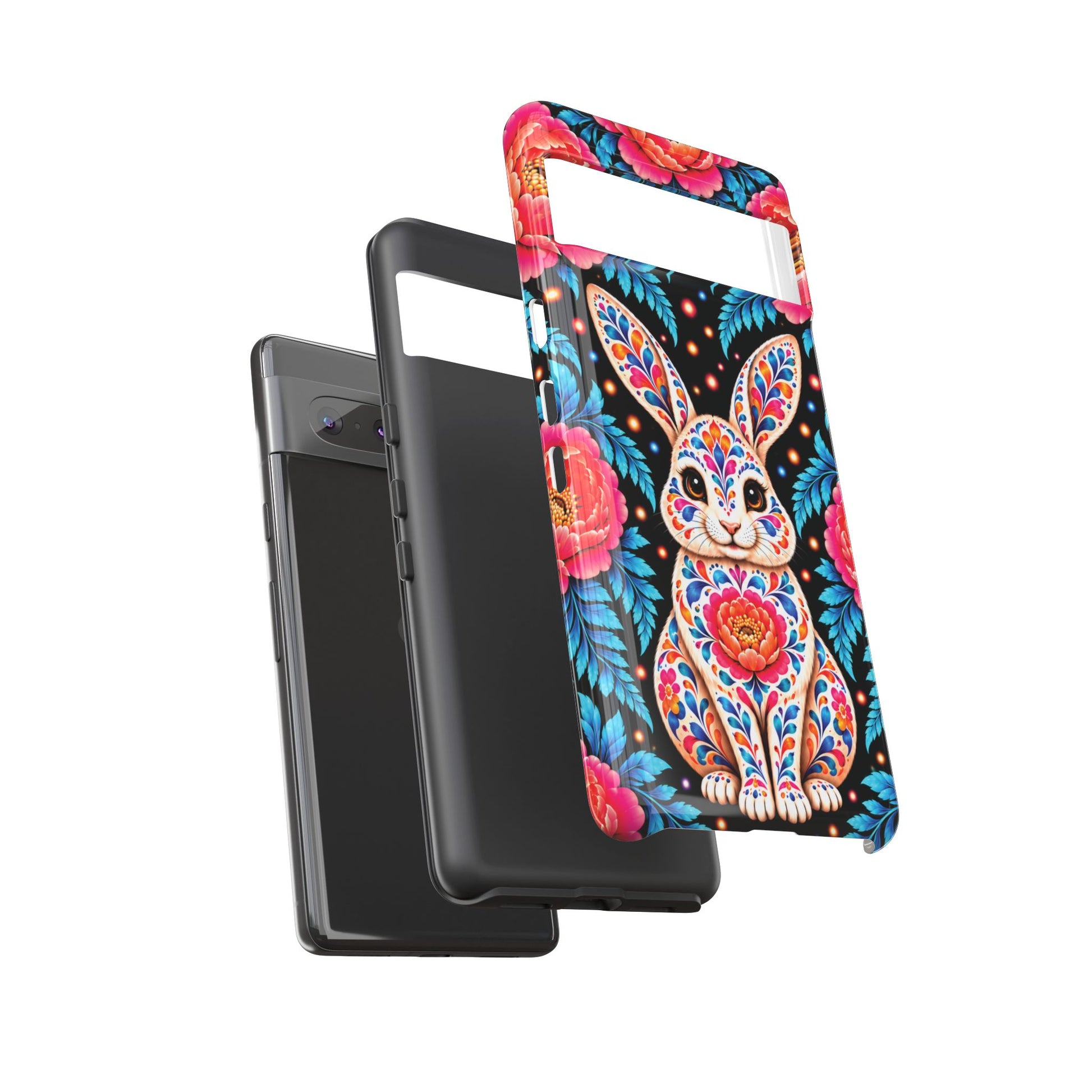 Cute Pink and Turquoise Calavera Bunny Phone Case - Multicolor Phone Case