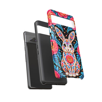 Cute Pink and Turquoise Calavera Bunny Phone Case - Multicolor Phone Case