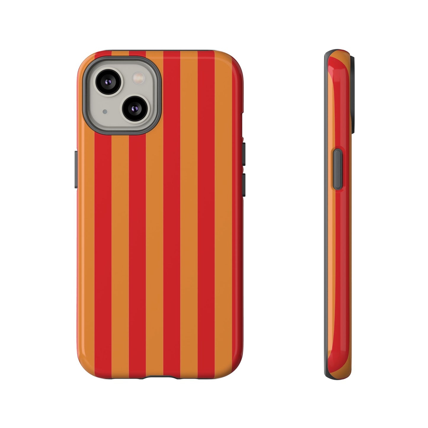 iPhone 14 / Glossy Phone Case - ’Orange & Red Stripe Pattern’ Phone Case