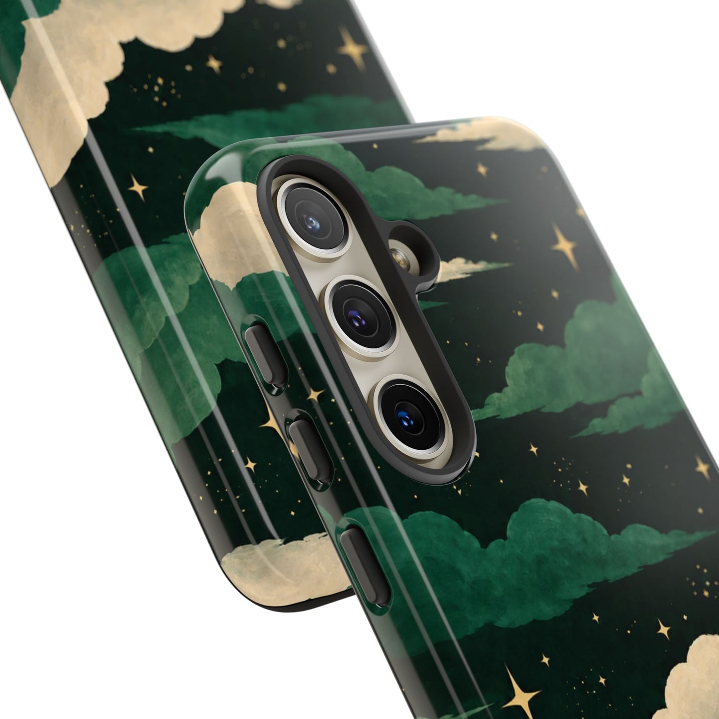 Illustrated Emerald Green Clouds & Stars Phone Case