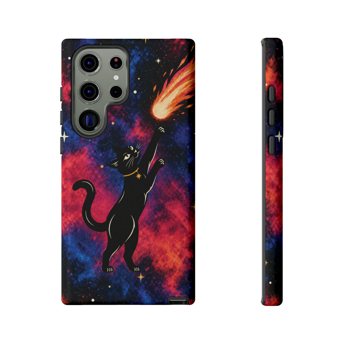Whimsical Multicolour Celestial Black Cat Phone Case