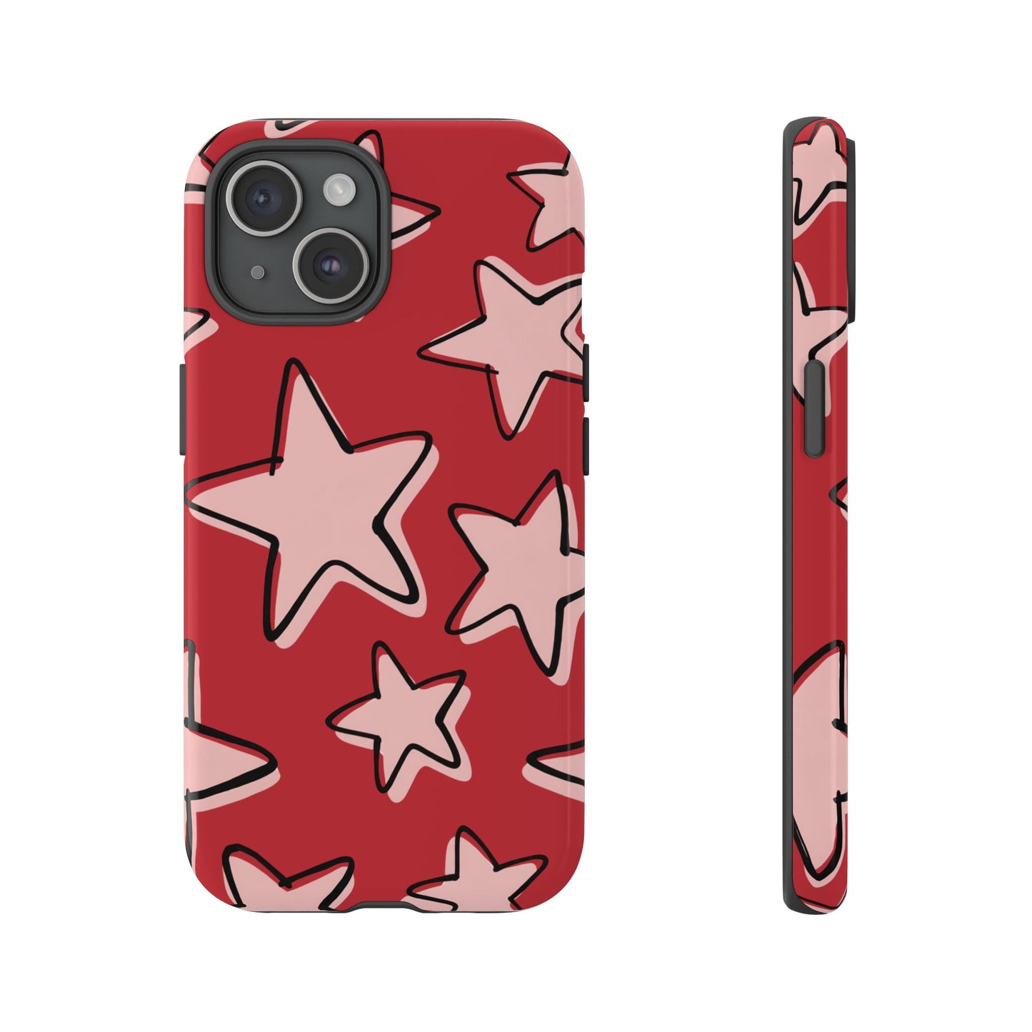 Cherry Red Doodle Star Phone Case
