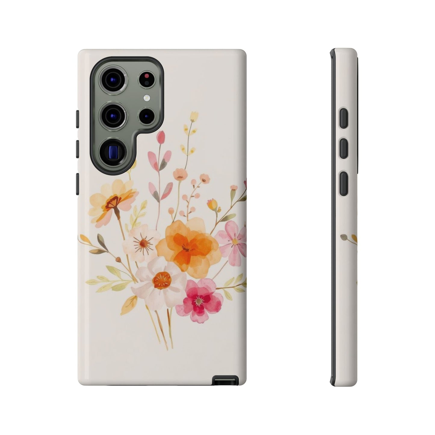 Samsung Galaxy S23 Ultra / Glossy Phone Case - Boho Chic Watercolour Flower Pattern Phone Case