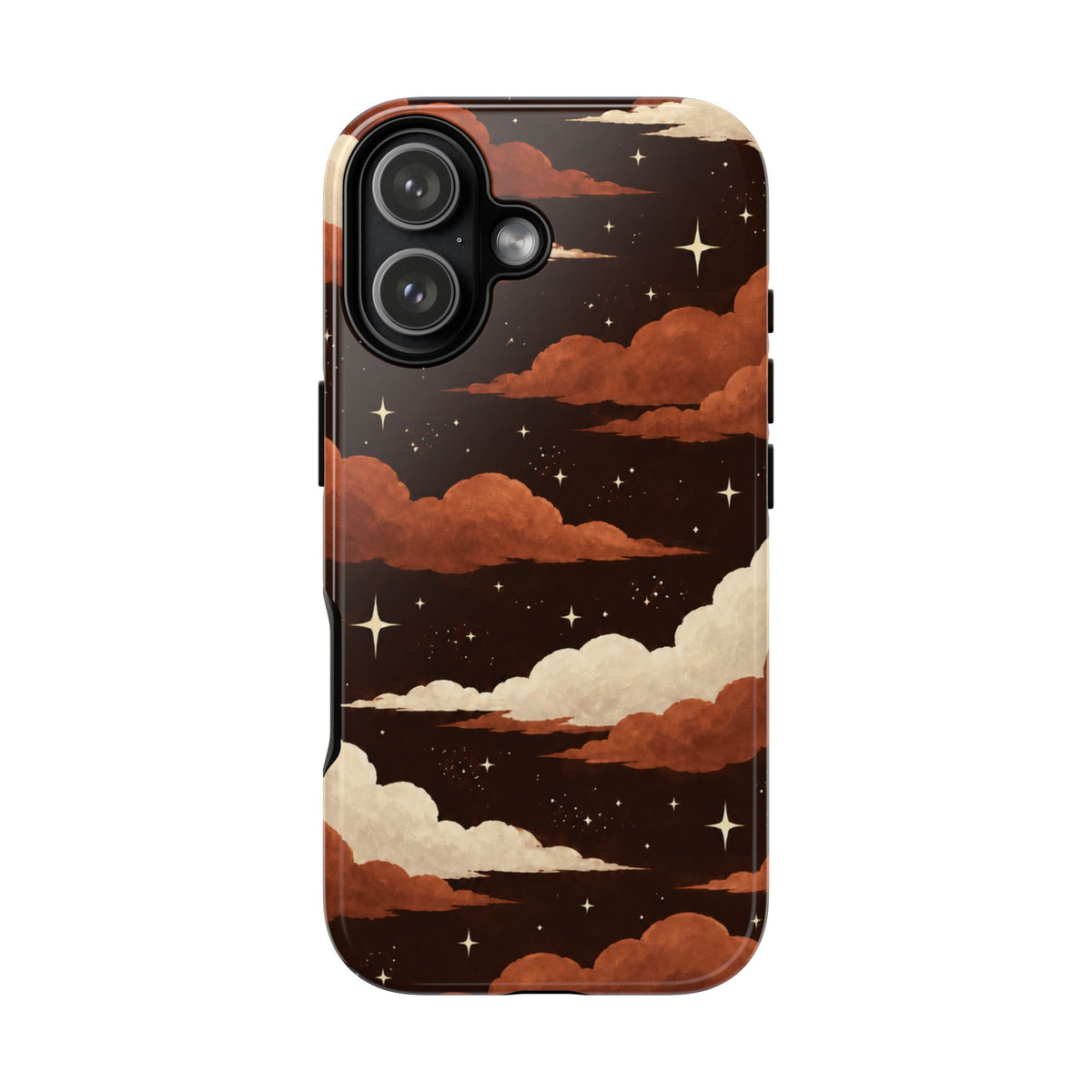 Illustrated Burnt Orange Clouds & Stars Phone Case