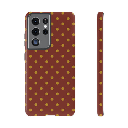 Trendy Brown & Mustard Dot Pattern Phone Case