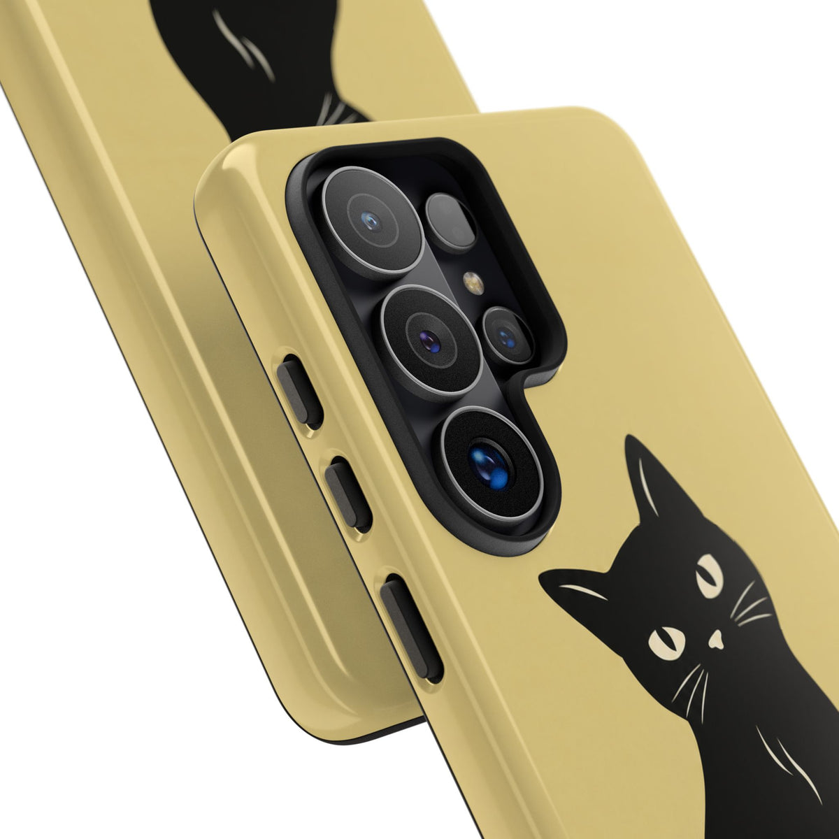 Minimalist Butter Yellow & Black Cat Phone Case