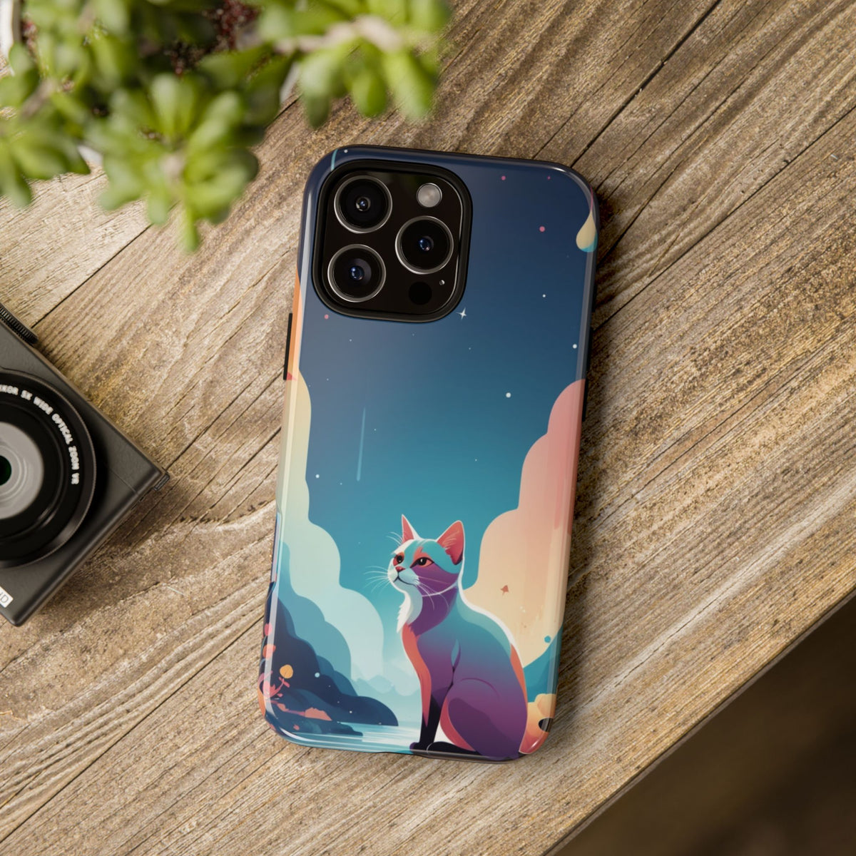 Stylised Cat Design Phone Case - Multicolor Phone Case