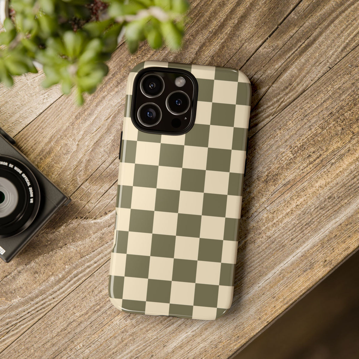 Green Checked Pattern Phone Case - Green Phone Case