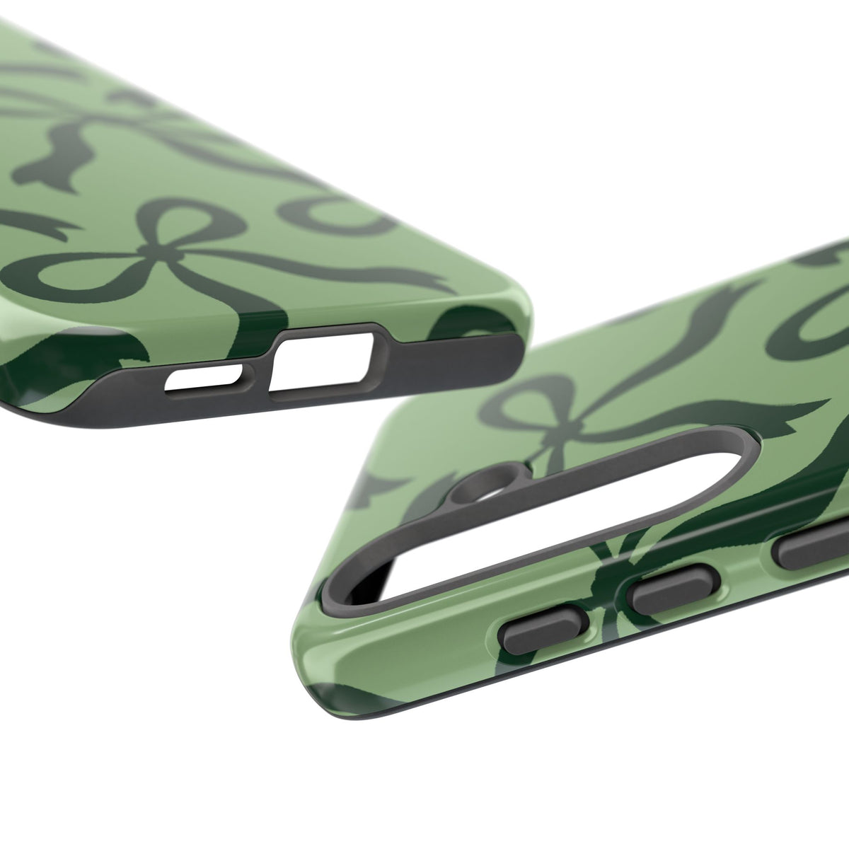 Bold Sage Green and Forest Green Bow Pattern Phone Case - Green Phone Case