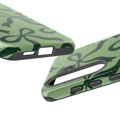 Bold Sage Green and Forest Green Bow Pattern Phone Case - Green Phone Case