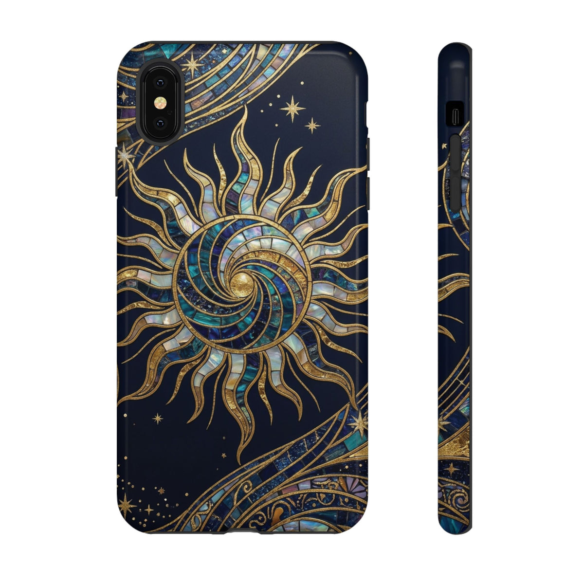 Elegant Navy & Gold Solar Spiral Phone Case