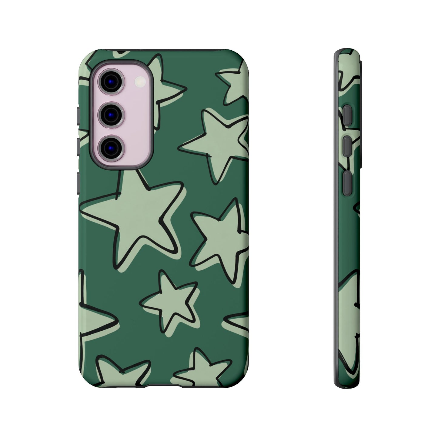 Forest Green Doodle Star Phone Case