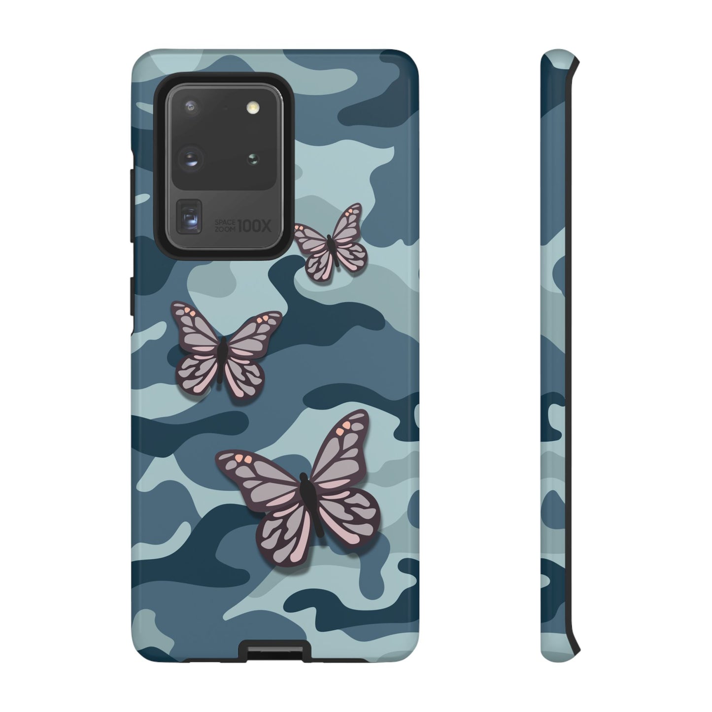 Dark Blue Butterfly Camo Phone Case - Blue Phone Case - Samsung Galaxy S20 Ultra / Glossy