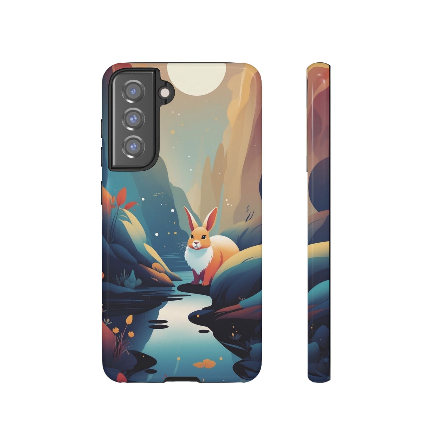 Samsung Galaxy S21 FE / Glossy Phone Case - Stylised Rabbit Design Phone Case