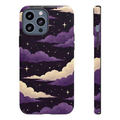 Illustrated Purple Clouds & Stars Phone Case